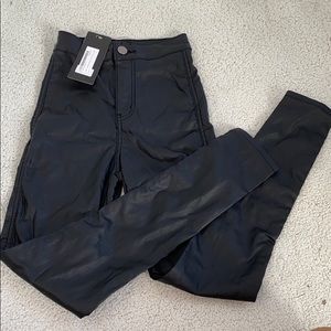 High waisted leather pants
